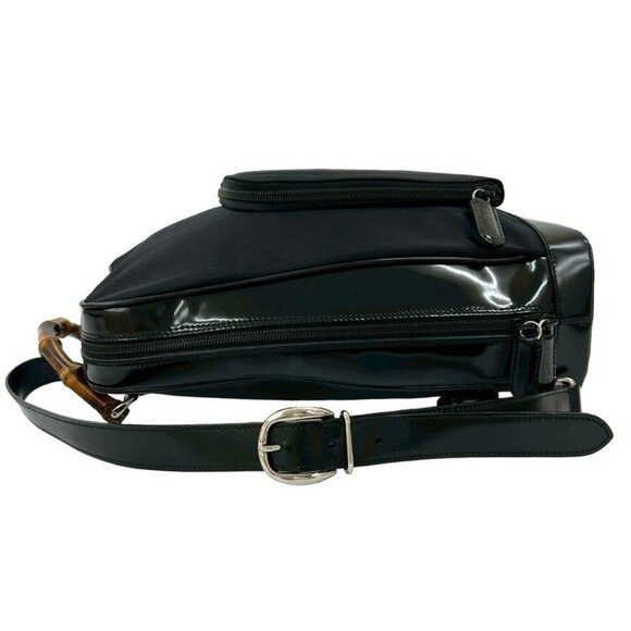Gucci Vintage Bamboo Nylon Patent Backpack main image 7
